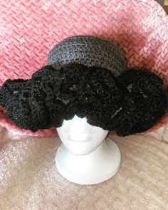 This crochet hat is made to order. The hat that is pictured is gray with black ruffles. Crochet Ruffle Hat, Black Sparkles, Ruffle Hat, Cute Small Dogs, Crochet Ruffle, Bonnet Crochet, Hat Crochet, Black Sparkle, Black Crochet