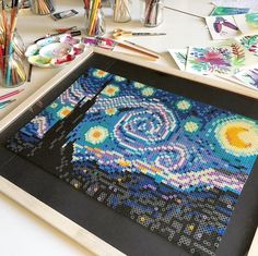 an art project is being displayed on a table