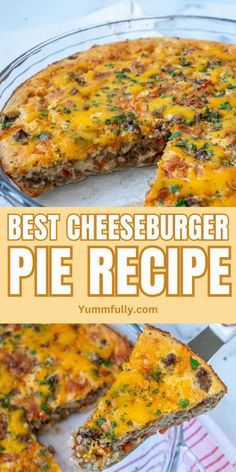 the best cheeseburger pie recipe is made with cheesy bread and topped with melted cheese