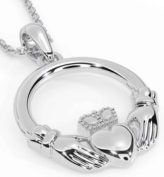 Silver Claddagh Necklace Claddagh Necklace, Celtic Necklace, Claddagh Ring, Galway Ireland, Claddagh Rings, Yellow Gold Jewelry, Gold Alloys, Galway, Rose Gold Jewelry