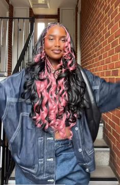 Colourful Braids, Ballet Inspired Fashion, Curly Crochet Hair Styles, Pink Theme, Beautiful Hairstyles, Braids With Weave, Dark Feminine, Black Hairstyles, Braids For Black Women