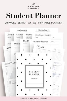 the student planner is shown in black and white