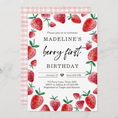 a birthday card with strawberries on it