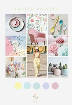 an easter pastel palette is featured in this postcard