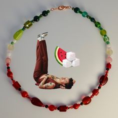 handmade jewelry based on my favorite albums/ songs. check out my page for more! Watermelon Bead Necklace, Watermelon Tourmaline Bead Necklace, Harry Styles Watermelon Sugar, Album Songs, Harry Styles, Watermelon, Necklace Etsy, Beaded Necklace, Handmade Jewelry