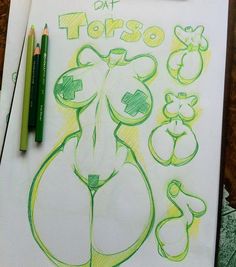 a drawing of a cartoon character in green and yellow colors with the words diasto written on it