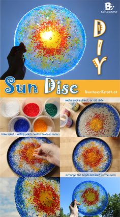 the instructions for how to make an art project with colored sand and water in it