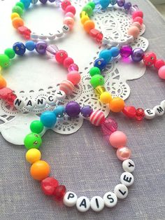 End of Year Sale. Personalized bracelet, name bracelet, ONE bracelet, unique name bracelet, kids jew Hip Jewelry, Jewelry Kids, Kids Bracelet, Bracelet Name, Name Bracelets, Unique Name, Rave Accessories, Bubblegum Necklace, Kids Bracelets