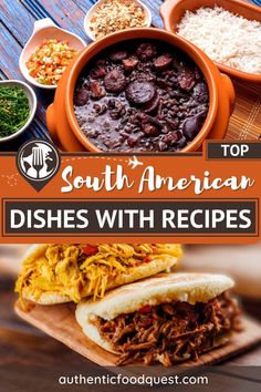 an advertisement for south american dishes with recipes