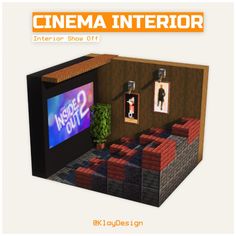 an image of a room that is set up for a video game with the text cinema interior