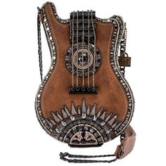 Open Mic Beaded Crossbody Guitar Handbag - Mary Frances – Mary Frances Accessories Brown Guitar, Mary Frances Bags, Mary Frances Handbags, Novelty Handbags, Music Bag, Guitar Bag, Open Mic, Leather Ideas, Mary Frances