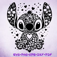 the svg files are designed to look like an animal with flowers and hearts on it