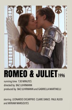 the movie poster for romeo and juliat starring in two different languages, with an image of a man kissing a woman