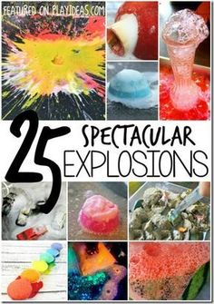 the cover of 25 spectacular explosions for children's art and craft projects, with pictures