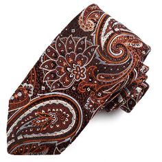 Black, Brown, and Grey Paisley Silk Woven Jacquard Tie by Dion Neckwear Luxury Silk Women's Neckwear, Luxury Silk Neckwear For Black Tie, Luxury Silk Neckwear For Women, Orange And Silver, 3 Weeks, 1 2 3, Color Combinations, Brown And Grey, Black And Brown