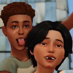 an animated image of two people sticking their tongue out