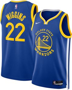 the golden state warriors jersey is shown in blue and yellow