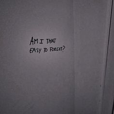 graffiti on the door of a bathroom stall saying, am i that easy to forget?