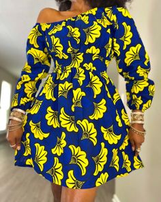 African Short Stretchy Dress/ African Wedding Dress - Etsy Kenya African Fashion Modern Short Dresses, Printed Off-shoulder Fitted Dress, Yellow Floral Print Non-stretch Dress, Printed Fitted Off-shoulder Dress, Fitted Off-shoulder Printed Dress, African Designs, Ankara Dress Styles, African Print Dress Ankara, African Styles