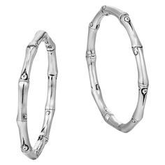 John Hardy Bamboo Medium Hoop Earring. Sterling Silver Earring measures 30.5mm in diameter EB5433 Oversized Hoop Earrings, John Hardy Jewelry, Bamboo Hoop Earrings, Medium Hoop Earrings, Bamboo Earrings, Hoop Earrings Style, Beaded Drop Earrings, John Hardy, White Earrings