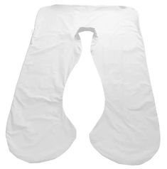 the back side of a white body pillow with an open zipper on one end and two sides