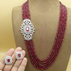 Wedding Costume Jewelry Necklace With Polished Beads, Elegant Jeweled Beaded Necklace For Wedding, Vintage Hand Set Necklace For Wedding, Red Long Necklace For Wedding, Elegant Festive Jewelry With Brooch, Elegant Festive Jewelry With Brooch Detail, Traditional Brooch Jewelry For Party, Beaded Long Necklace For Wedding, Wedding Costume Jewelry Long Necklace