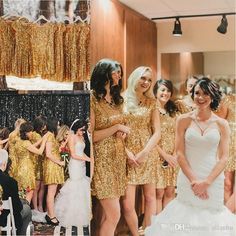 the bride and her bridesmaids are getting ready to walk down the aisle