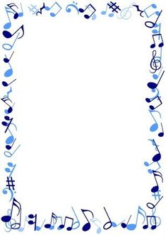 a blue and white frame with musical notes