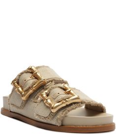 Schutz Enola Sporty Casual Bamboo Buckle Slides | Dillard's Sporty Sandals, Fabric Sandals, Bahama Mama, Sporty Sandal, City Vibes, Wardrobe Room, Sporty Casual, Flatform Sandals, Stylish Sandals