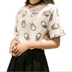 Totoro Print, Totoro Pattern, Anime Totoro, Totoro Shirt, Kawaii Shorts, Harajuku Anime, Style Kawaii