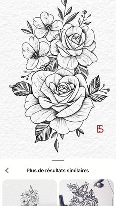 an image of some flowers on a white sheet with the words,'roses and leaves are