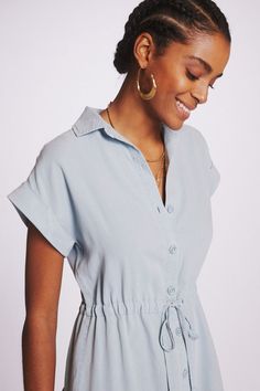 Rent Flounced Midi Shirtdress from Nuuly. Pick 6 items for $98/month. Free shipping + returns. Spring Chic Shirt Dress With Rolled Sleeves, Chic Spring Shirt Dress With Rolled Sleeves, Chic Shirt Dress With Rolled Sleeves For Day Out, Collared Neckline Relaxed Fit Dress For Work, Relaxed Fit Dress With Collared Neckline For Work, Chic Relaxed Fit Shirt Dress With Collared Neckline, Relaxed Fit Collared Dress For Work, Chic Collared Shirt Dress For Daytime, Casual Collared Workwear Dress