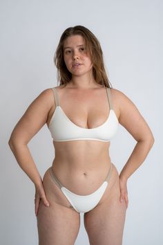 The Layla Top is the newest addition to our Bikini lineup. Designed to be both flattering and supportive, this top features a softly scooped neckline and thick shoulder straps. It is designed with an elastic under the bust for extra comfort and support. Details: Minimal / Medium coverage Seamless Self-lined Size & Fit: Runs slightly small Charlie and Kayla are both wearing size MEDIUM Paired with our ‘Lucy Bottom’ in product photo Please refer to our size chart for additional information Fabric Womens Body Reference, Midsize Body Type, Woman Body Reference, Medium Body Type, Women Body Types, Poses Standing, Body Types Women, Real Bodies, Female Pose Reference