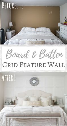 the before and after of a white bed