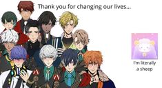 an image of some anime characters with thank you for changing our lives text on them