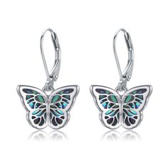 PRICES MAY VARY. 💕Design💕Butterfly is called "flying flower". Many people think this is a symbol of happiness, freedom, love and success. Butterflies are also one of the representatives of loyalists because they have only one partner in their lives. Sterling silver butterfly earrings is an excellent choice for you to express love to your loved ones. 💕Material💕Butterfly dangle earrings is made for sterling silver with abalone shell. It is hypoallergenic, tarnish resistant, nickel-free, lead-f White Gold Pearl Earrings, Silver Butterfly Earrings, Butterfly Earrings Stud, Star Pendant Necklace, Butterfly Jewelry, Leverback Earrings, Silver Butterfly, Butterfly Earrings, Samara