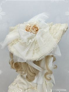 Add a touch of whimsical charm to your outfit with our delightful straw bonnet. Available in a range of colors including blue, green, beige, and pink, each bonnet features delicate flower details that capture the essence of cottagecore style. This versatile accessory is perfect for completing a sweet and romantic look.   Please note that the product includes only the straw bonnet. Elegant Adjustable Bonnet For Summer, Elegant Adjustable Summer Bonnet, Elegant Adjustable Cream Bonnet, Elegant Cream Bonnet For Spring, Spring Church Mini Hats In Beige, Elegant Spring Bonnet, Elegant Bonnet For Spring, Pink Spring Hat With Ruffles, Pink Ruffled Hat For Spring