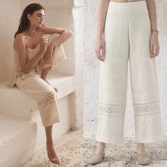 Arje Cropped Pant Size S Excellent Condition Made In Italy Fabric From Italy Too Nice Quality Waist 28” Rise 13” Inseam 27” #17-T Too Nice, Cropped Pants, Pant Jumpsuit, In Italy, Pants For Women, Italy, Cream, Pants, Fabric