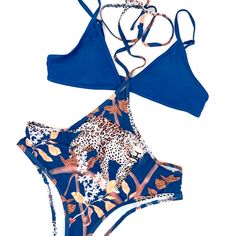 Leopard Sexy Lady Boho, Animal Print, Cut Out, High Waist Swimsuits Material: Polyester Blue Printed Swimwear For Party, Blue Fitted Bodysuit With Triangle Top, Fitted Blue Bodysuit With Triangle Top, Boho Animal Print, Swimsuit Material, Swimsuits High Waisted, Womens Swim, Animal Print, Cut Out