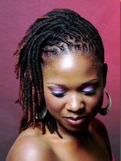 short loc styles - Google Search Short Dreadlocks, Dreadlocks Hairstyles, American Hairstyles, Pelo Afro