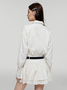 ❤︎Romantic White Waist Slim Striped Shirtdress❤︎ Striped Shirt Dress, White Shirt Dress, Shirtdress, Slim Waist, Striped Shirt, White Dress, Shirt Dress, White