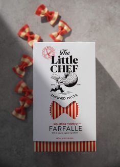 the little chef's favorite pasta is farfalle, and it has been made in italy