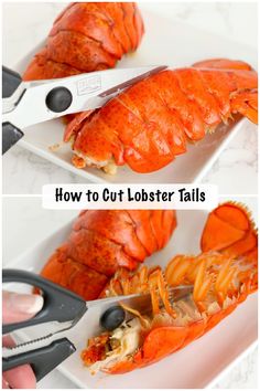 how to cut lobster tails on a cutting board