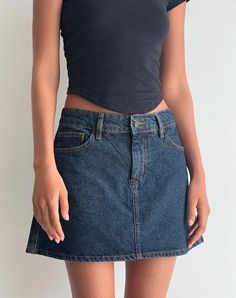 A Line Denim Skirts, Summer Outfits Denim Skirt, Denim Skirt And Top, 6th Form, Mini Denim Skirt, Marketing Technology, Bandeau Dress, Skirt Mini, Wardrobe Ideas