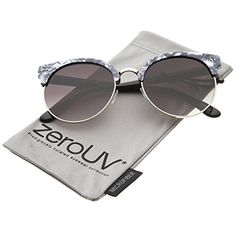 zeroUV  Womens HalfFrame Marble Finish Moon Cut Flat Lens Round Sunglasses CharcoalGold  Lavender >>> Click on the image for additional details.(It is Amazon affiliate link) #commentall Womens Sunglasses Face Shape, Moon Cut, Ray Ban Sunglasses Women, Oversized Square Sunglasses, Marble Collection, Marble Finish, English Style