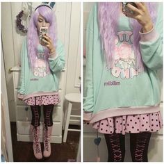 Oversized Hoodie Outfit, Harajuku Fashion Street, Pastel Goth Fashion, Pastel Outfit, Pastel Fashion, Lady Dress, Tights And Boots, Japanese Street Fashion