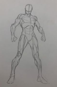 a drawing of a man with muscles drawn on paper