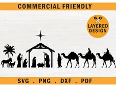 the nativity scene with three wise men and baby jesus is depicted in this svg file