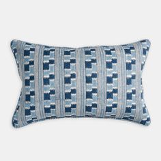 a blue and white striped pillow