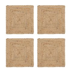 four square placemats made out of jute